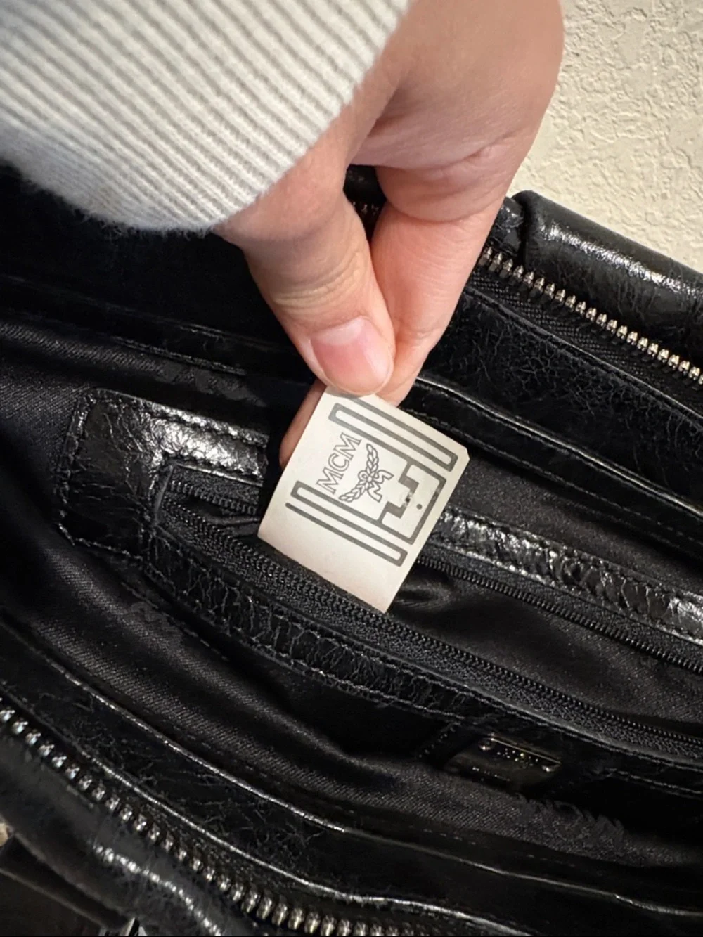 MCM Black Leather Satchel with Silver Hardware - Picture 10 of 12